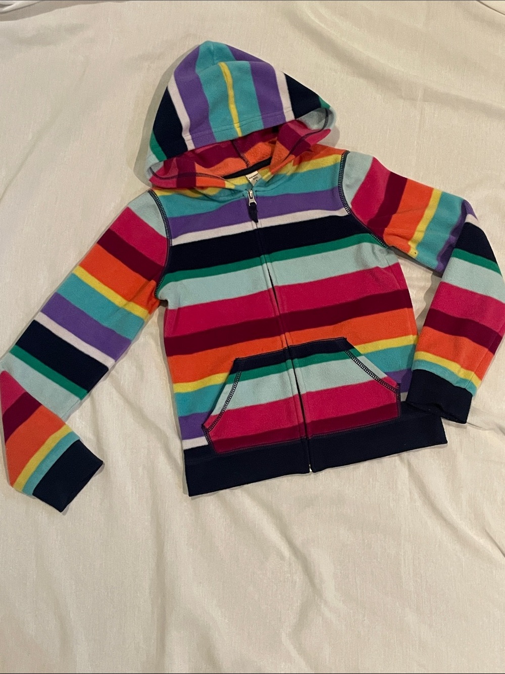 Old Navy Girls (10-12) Rainbow Stripe Zip-Up Hoodie - Multicolor